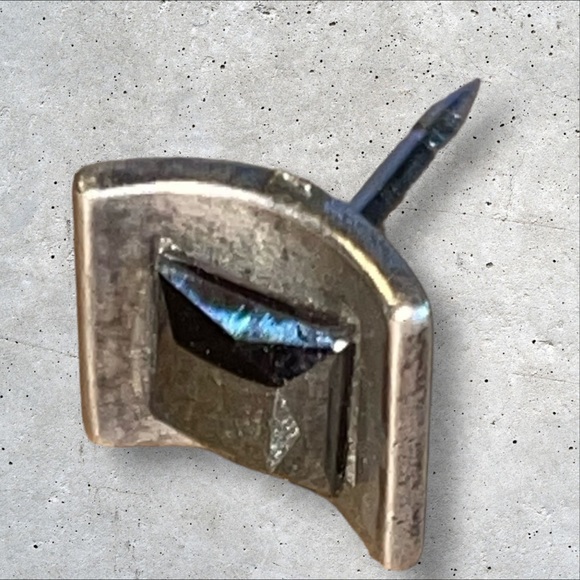 Vintage Swank Men’s Tie Tack Pin Sterling Sliver Black Greenish Gemstone Signed - Picture 6 of 9